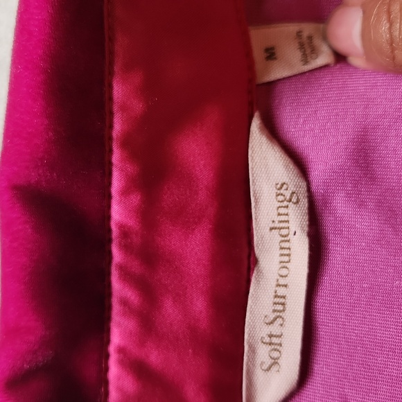 SOFT SURROUNDINGS, Women's Velvet-Like Material, Fall, Hot Pink Oversize Shirt - Picture 7 of 8